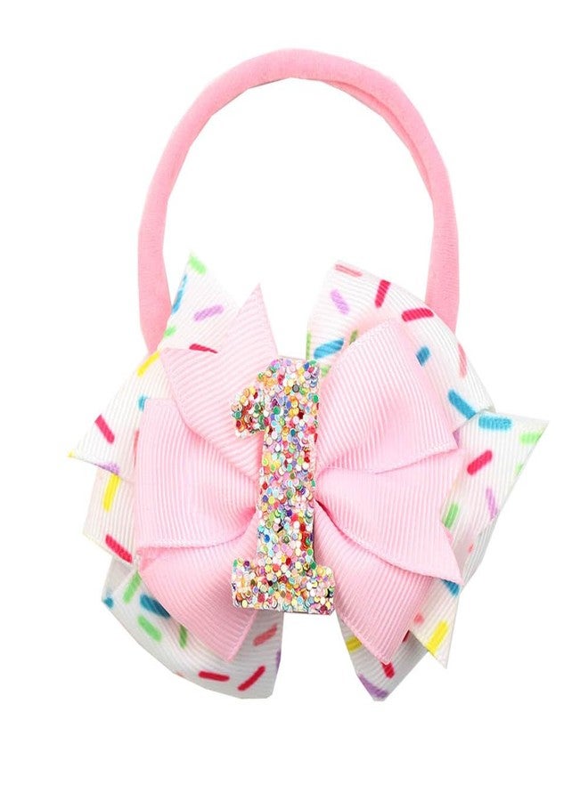 Papoopy Birthday Hair Bow for Party, Headband for 1st Birthday Decorations - Image 1
